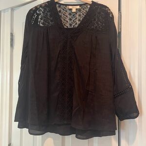 Style & Co. Black Blouse with lace detail size S